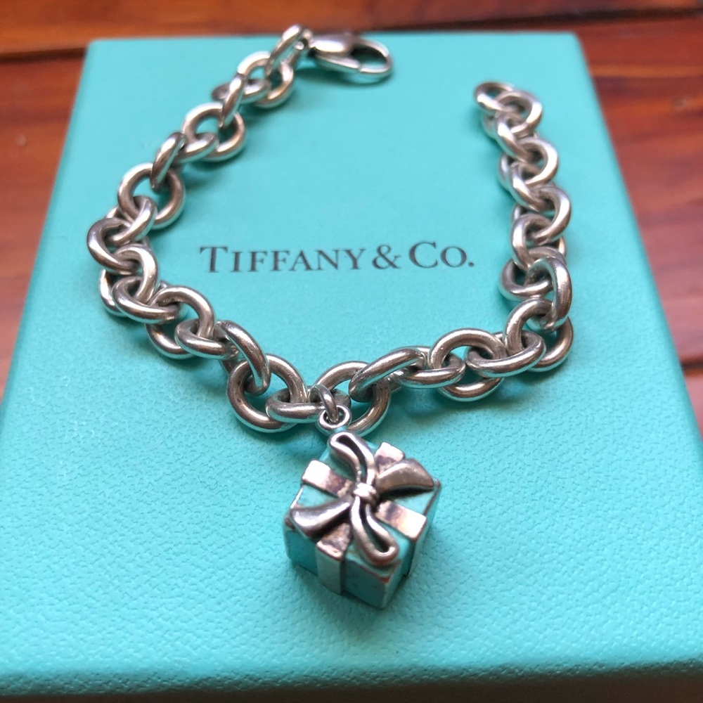 Silver Tiffany & Co Signature Box Charm Bracelet